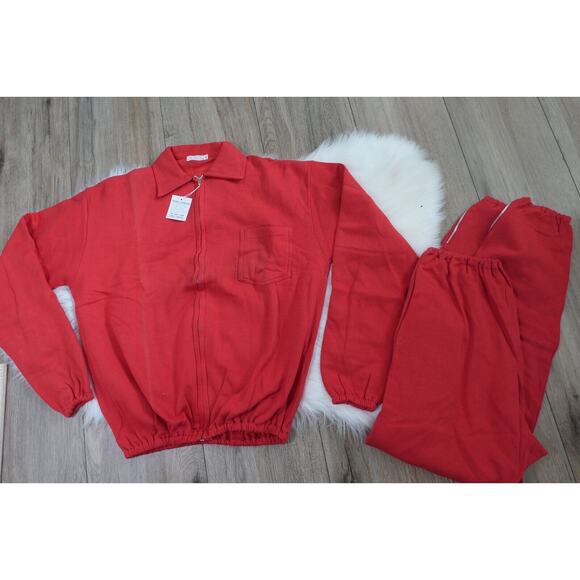 NEW Vtg 70s UNBRANDED Cotton Men's XL Sweatsuit Sweatpants Full Zip Jacket - Picture 1 of 12